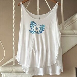 White Club Pilates floral Tank Top- New